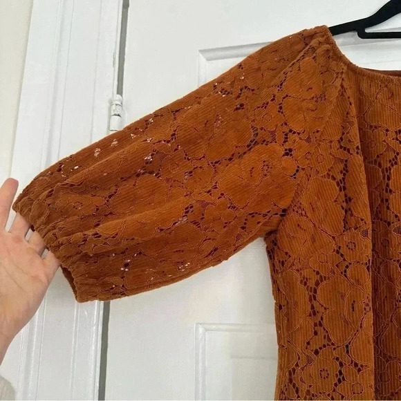 Dolan Norah Floral Corduroy Blouse Orange XS - Picture 6 of 14